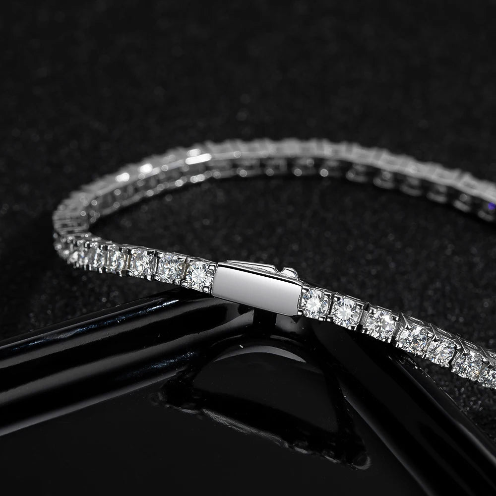 VVS1 Moissanite Tennis Bracelet – 18K Gold Plated 925 Sterling Silver with GRA Certificate